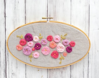 Hand Embroidery Pattern //Roses// DIY Hoop Art // Simple Floral Embroidery