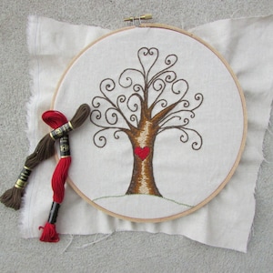 Hand Embroidery Pattern // Swirly Tree image 1