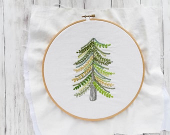 Hand Embroidery Pattern // Evergreen Whimsy // DIY Hoop Art //