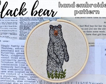 Black Bear Hand Embroidery Pattern