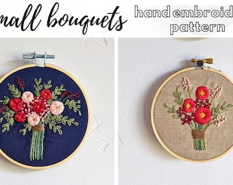 Small Bouquets Hand Embroidery Pattern: Floral Design (PDF)