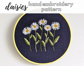 Daisies Floral Hand Embroidery Pattern // Floral Embroidery// Daisy