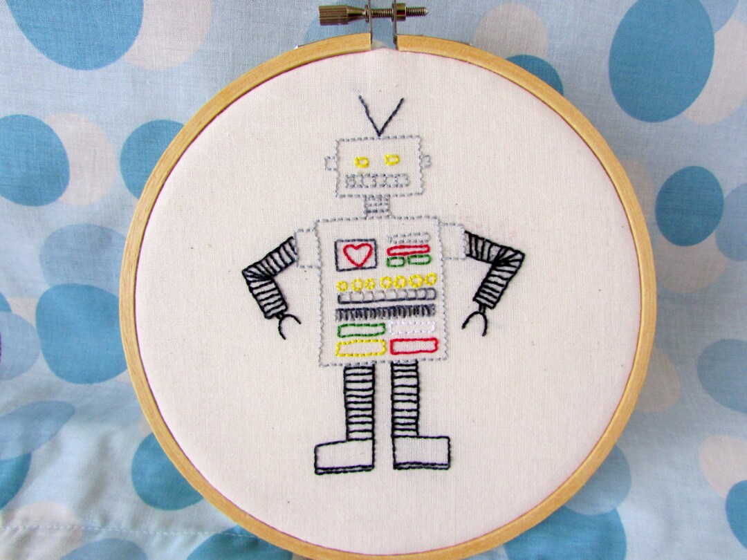 Hand Embroidery Pattern // Robot - Etsy