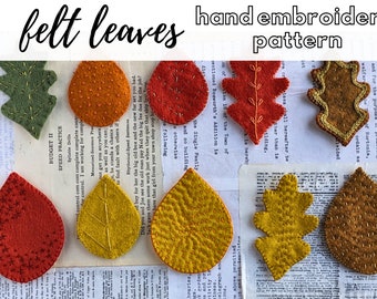 Autumn Leaves Felt Hand Embroidery Pattern // Felt Ornaments Garland