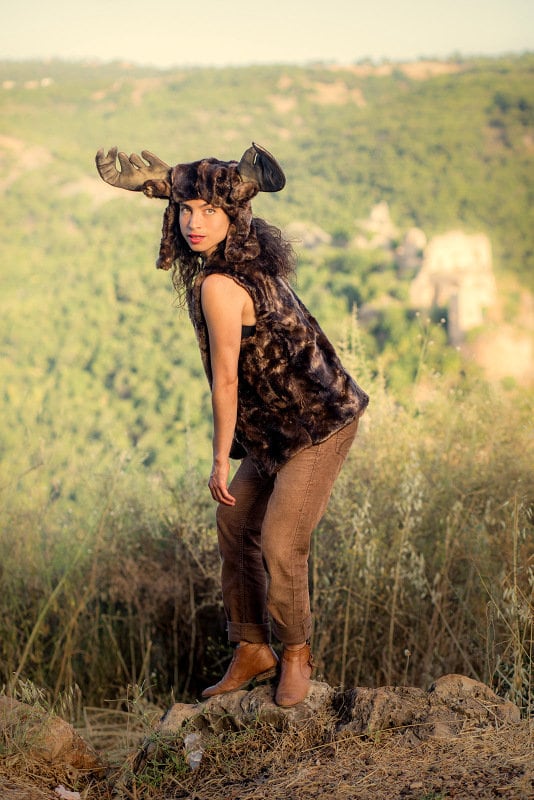 Robe Déguisement élan Cerf - Capuche Bois - Taille 42/44 - 100% Polyester