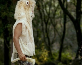Unisex Lion Costume: Faux Fur Hoodie & Leggings
