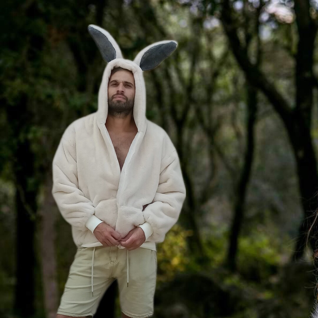 Rabbit/bunny Men Handmade Costume BUNNY Costume Cozy Rabbit Hoodie Men ...
