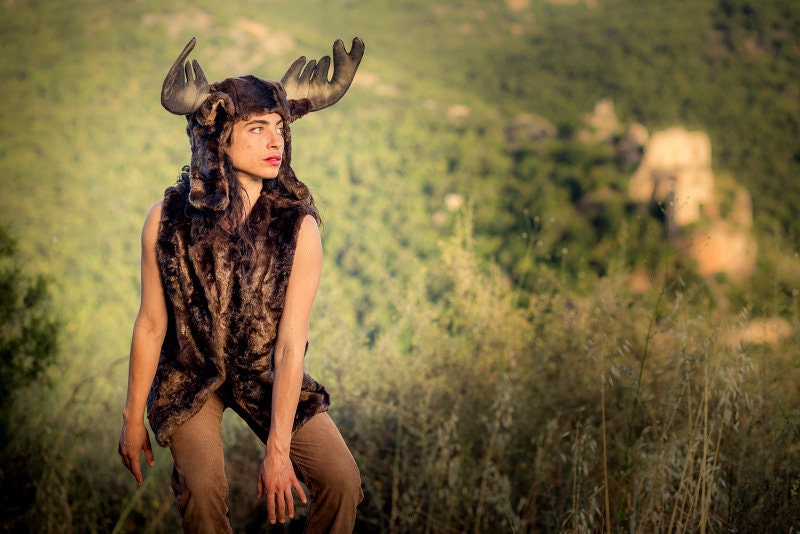 Women Adult Moose/elk Costume Hat and Vest Etsy