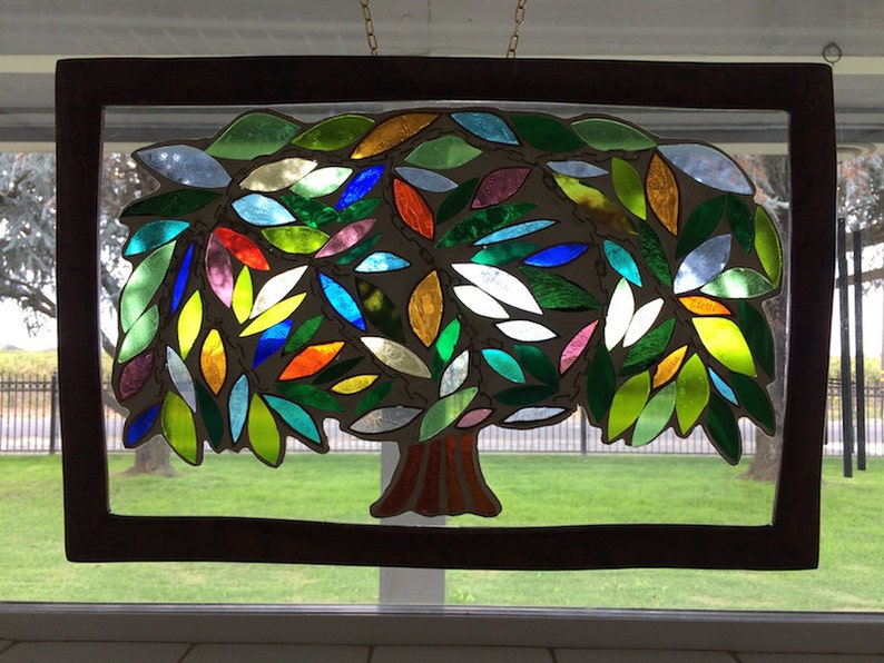 FAMILY TREE Modern Stained GLASS. Genealogy Gift. Family Etsy
