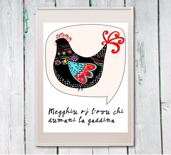 Kitchen Art Chicken Italian Quote Print Instant Download Etsy