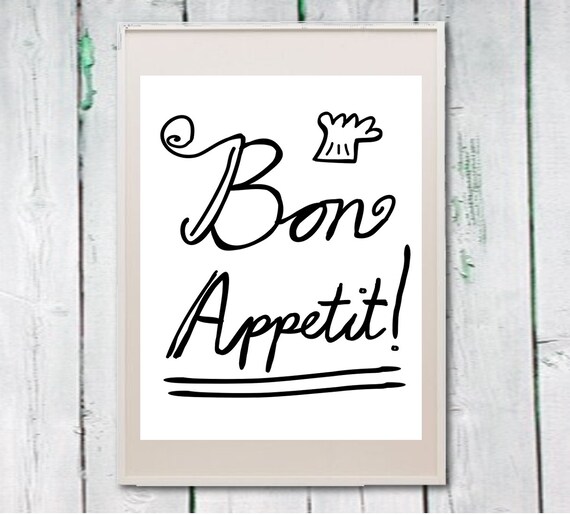 Printable kitchen art french quote bon appetit Instant | Etsy