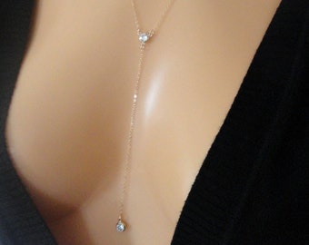 Gouden lariatketting: bruidsketting zirkoniakristal