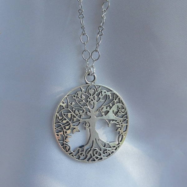 Large tree of life necklace, Tree necklace, Long silver tree necklace, Tree of life necklace, Nature jewellery, Family tree keepsake gift