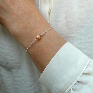 Peach Freshwater Pearl Bracelet: Sterling Silver Bridal Jewelry