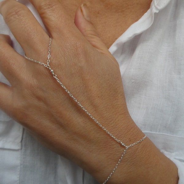 Sterling Silber Slave Armband Ring, Sterling Silber Hand Armband, Zarte Silber Hand Schmuck, Braut Armband, Minimalist Armband