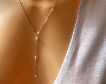 Y Chain Silver 925 With Pearl, Necklace With Drop Freshwater