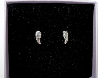 Silver Angel wing stud earrings with crystals