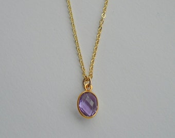 Gold amethyst necklace, Amethyst necklace, February birthstone necklace, Purple stone necklace, Amethyst jewellery, Gift for Mom