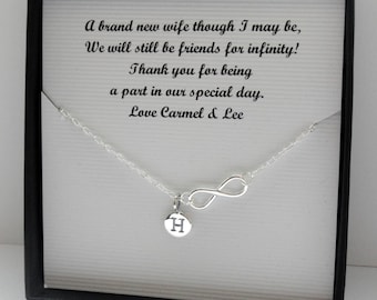 Your own message Bridesmaid gift, Sterling silver Infinity initial necklace, Personalized initial necklace, Initial necklace