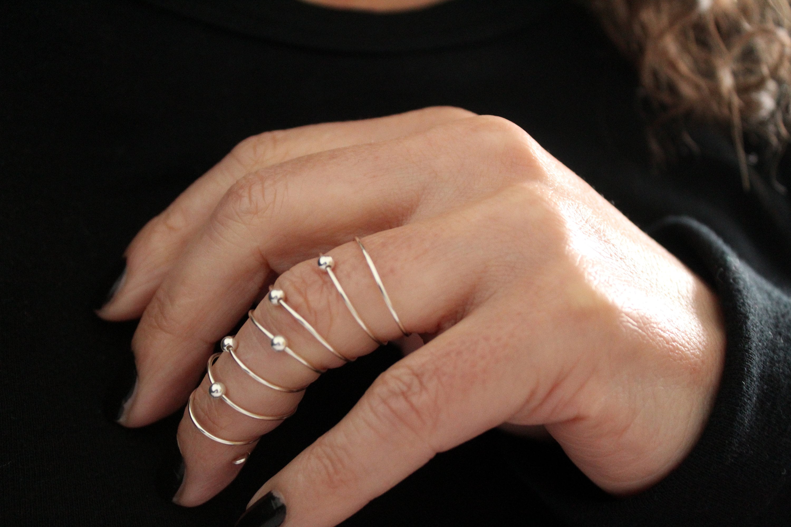 Silver Wire Beaded Full Finger Ring Long Silver Spiral Wire - Etsy