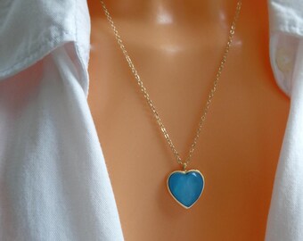 Set Collana E Orecchini A Cuore In Argento 925 Con Cristallo Blu – Ciondolo Con Catena 40,6 Cm + 5,1 Cm Di Estensione