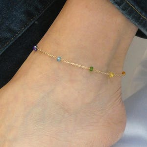 Gold Chakra Crystal Anklet: Zen Meditation Jewelry