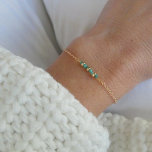 Gold / silver turquoise bracelet, Delicate faceted turquoise bracelet, Turquoise bracelet, Gemstone bracelet, December birthstone gift