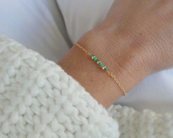 Gold turquoise bracelet, Delicate faceted turquoise bracelet, Gold fill turquoise bracelet, Gemstone bracelet, December birthstone gift