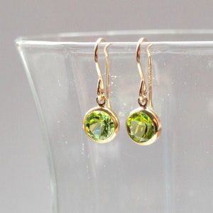 Gold Filled Peridot Dangle Earrings: August Birthstone Jewelry