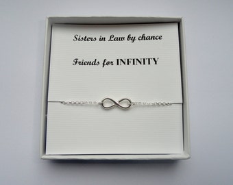 Sister in law Sterling silver Infinity bracelet gift, Friendship gift, Infinity bracelet, Bridesmaids gifts, Infinity jewelry