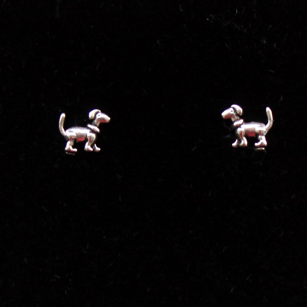 Sterling silver dog stud earrings, Small dog earrings, Cute silver dog earrings, Puppy earrings, Earrings for children, 925 earrings