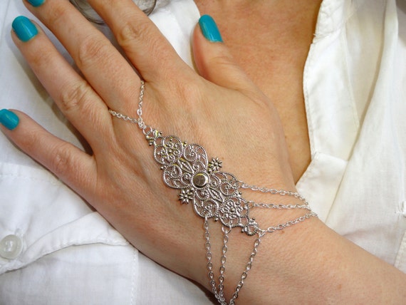 Buy Finger Ring Bracelet Rhinestone Hand Bracelet Bangle Slave Chain Link  Bracelet Jewelry Bride Accessories Online at desertcartINDIA