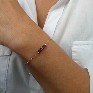 Gold Fill Amethyst Bracelet: Elegant Gemstone Bar Bracelet