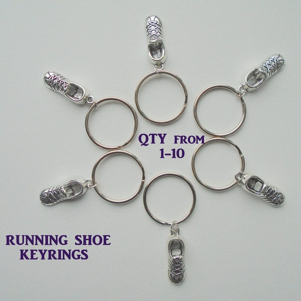 1 - 10 running shoe keyring/s, Multi quantity listing, Runners keychain, Promotional accessories, Sports keychain, Friendship gift