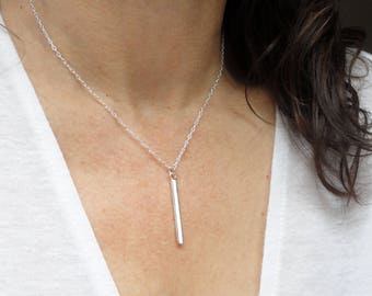 Sterling silver bar necklace, Rectangular bar necklace, Bar necklace, Silver bar necklace, Layering necklace, Minimalist necklace