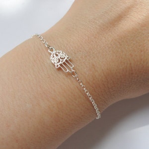 Sterling Silver Hamsa Hand Bracelet: Amulet Jewelry