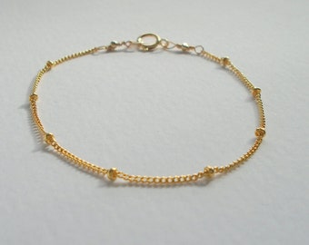 Gold satellite bracelet, Delicate gold bracelet, Beaded gold bracelet,14k gold fill bracelet, Delicate bracelet, Bridesmaid gift