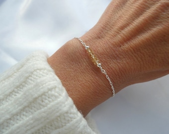 Sterling Silver citrine bracelet, Citrine gemstone bracelet, Silver bracelet, Delicate stone bracelet, November birthstone bracelet