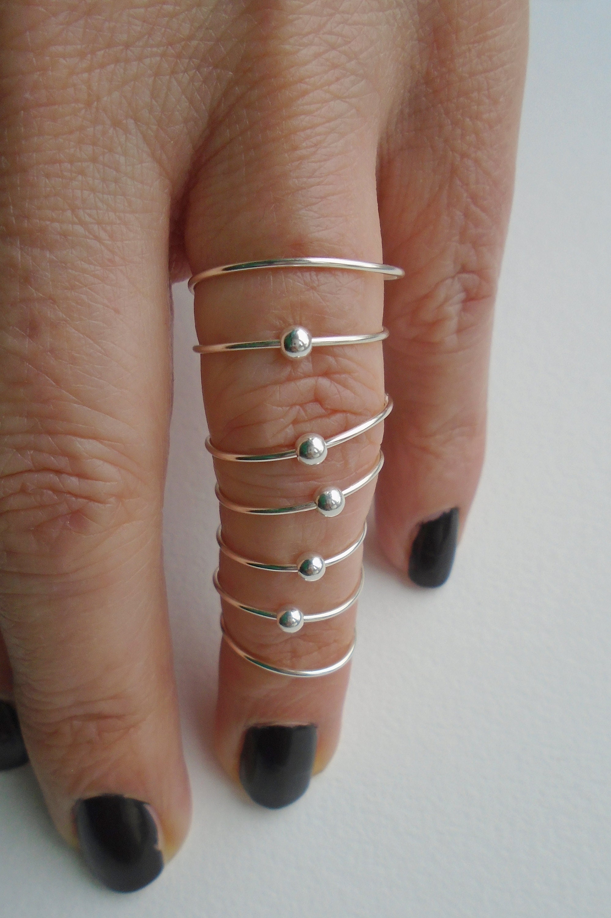 Anelli Da Dito Regolabili Con Palline – Gioielli Minimal In Argento 925 Per Donne E Ragazze