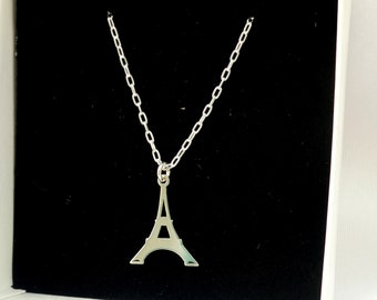 Eiffel tower charm necklace, Sterling silver Paris icon Eiffel tower pendant necklace, Souvenir gift, Delicate silver  Eiffel tower gift