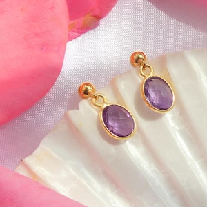 Gold Vermeil Amethyst Drop Earrings: February Birthstone Gift