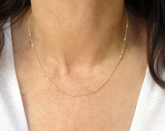 Gold necklace, Elegant gold fill layering necklace, Gold minimalist necklace for her, Single chain everyday necklace