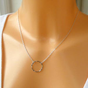 Tiny Dot Pendant Necklace – Silver Round Circle Choker, Adjustable 16”+2” Chain | Minimalist Boho Jewelry