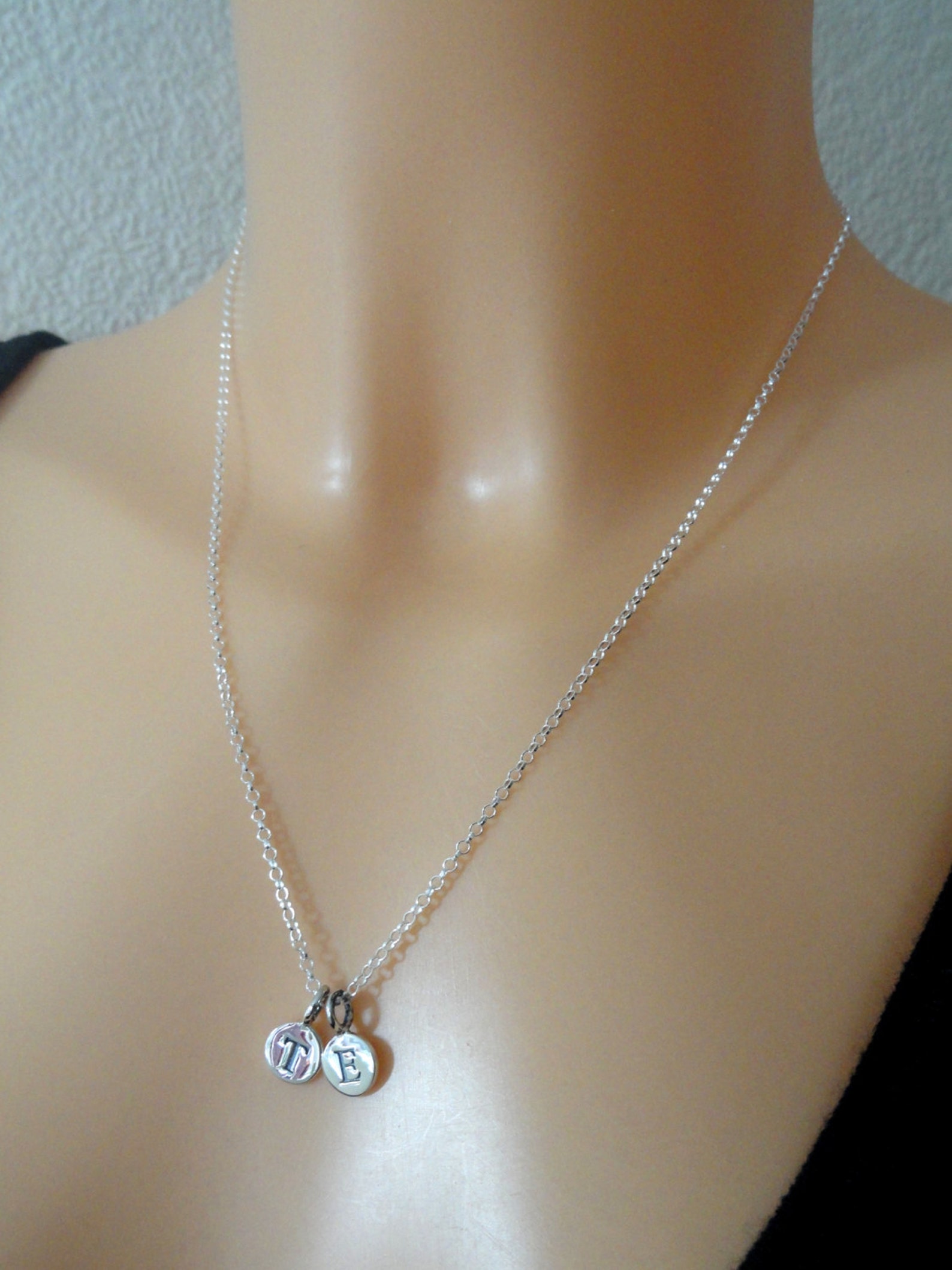 2 Initial Necklace Sterling Silver Initial Necklace Etsy