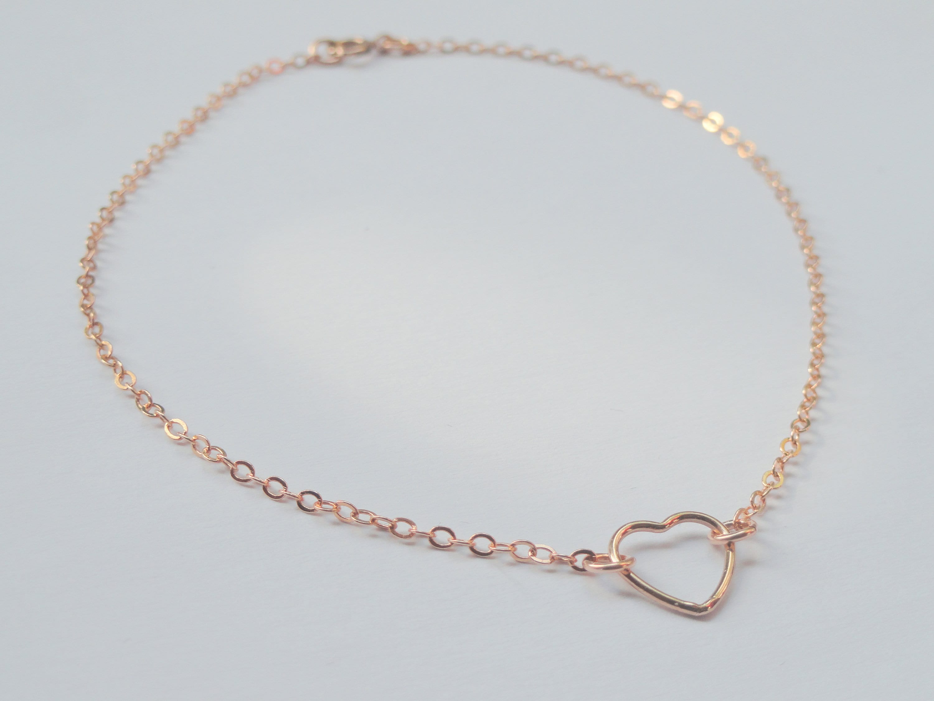 Rose Gold heart anklet Heart anklet Delicate rose gold ankle Etsy