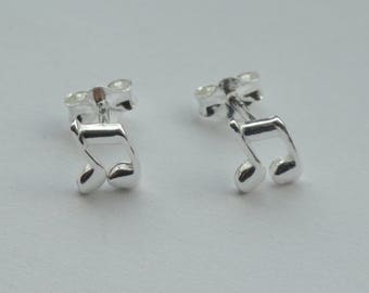 Musical note earrings, Sterling silver musical note earrings, Cute silver music note earrings, Gift for music lover, Earrings for children