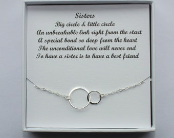 Sister necklace gift, Sterling silver eternity necklace, Eternity circle necklace, Circle necklace, Bridesmaid gift, Maid of honour gift