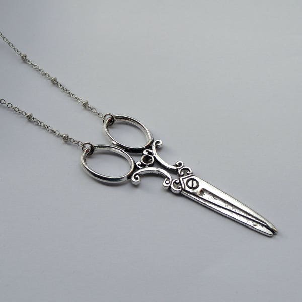 Scissor necklace, Gift for hairdresser, Scissor charm necklace, Large silver necklace, Hairdresser necklace