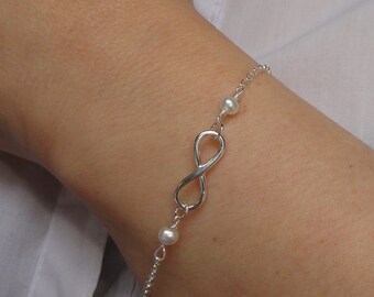 SILVER925 PEARL DESIGN BRACELET/ブレスレット Sterling Silver Infinity Pearl Bracelet, Freshwater Pearl