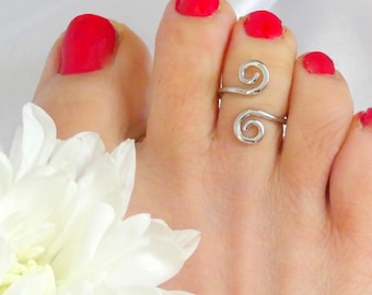 Anello regolabile a doppia spirale celtica per dita o piedi, anello etnico midi in argento sterling 925, anello tribale per il mignolo, gioielli estivi per i piedi - Italia